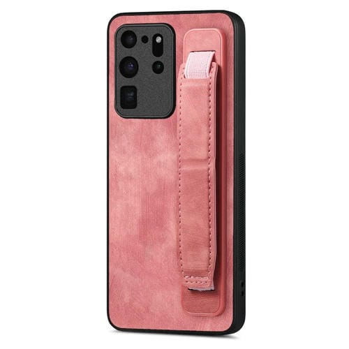 Funda Trasera Samsung Galaxy S20 Ultra 5G Cuero con Soporte para Pulsera (Rosa)