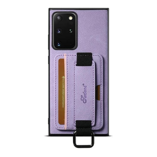 Funda para TelĂ©fono Suteni H13 para Samsung Galaxy Note20 5G con Correa de Cuero Litchi (PĂșrpura)