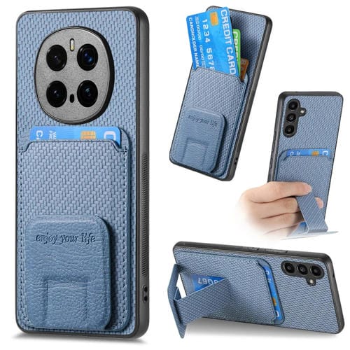 Funda Plegable para Honor Magic7 Pro con Soporte para Tarjetas de Fibra de Carbono (Azul)