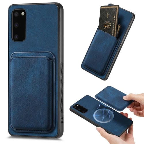Funda de Teléfono Samsung Galaxy S20 Magnética con Bolso de Tarjeta de Cuero Retro (Azul)