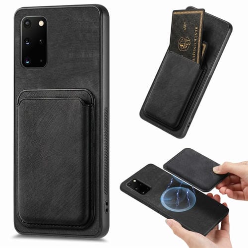 Funda para Samsung Galaxy S20 con Bolsa de Tarjeta Magnética de Cuero Retro (Negro)