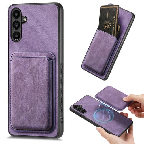 Funda de TelĂ©fono Samsung Galaxy A54 5G MagnĂ©tica con Bolsa de Tarjeta Cuero Retro (PĂșrpura)