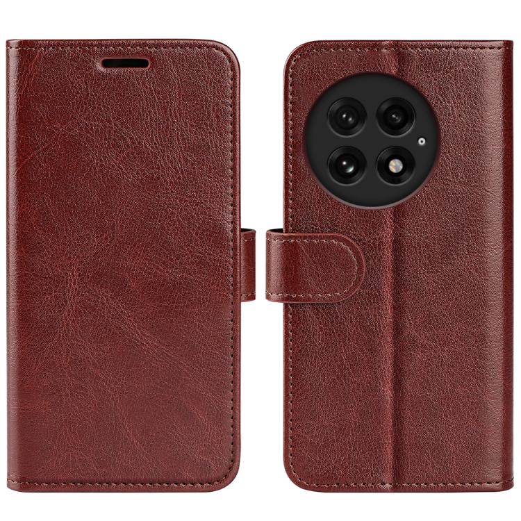 Funda de Cuero con Tapa Horizontal Textura R64 para OnePlus 13 (Marrón)