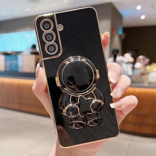 Estuche para teléfono Samsung Galaxy A55 5G Embrace Stars con soporte para Astronauta galvanizado (Negro)