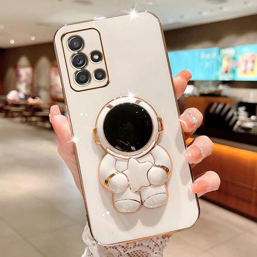 Estuche para Teléfono Samsung Galaxy M51 Embrace Stars con Soporte Astronauta Galvanizado (Blanco)