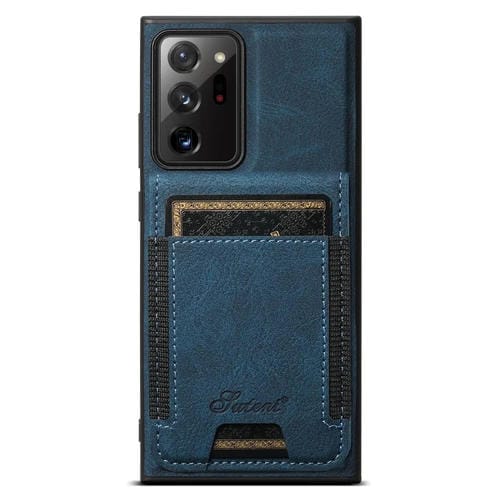 Funda de Cuero Suteni H17 para Samsung Galaxy Note20 Ultra con Textura de Lichi Desmontable (Azul)