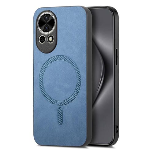 Funda Trasera PU Magsafe para Huawei Nova 13/12 (Azul) Color SĂłlido Retro