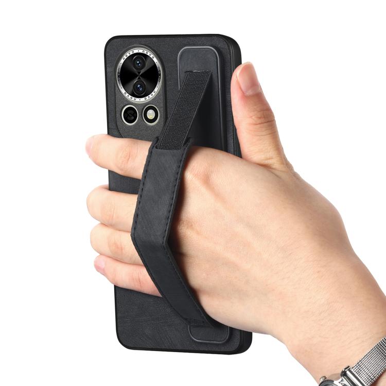 Funda de Cuero con Correa para la Muñeca Huawei Nova 13 Pro (Negro)
