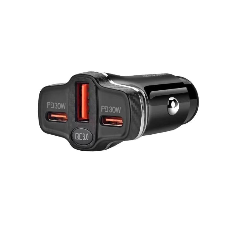 Cargador De Coche Multipuerto Usb Qc3.0 De 78 W Pd30W X 2 + (Negro)