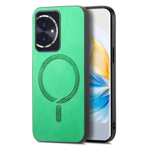 Funda Trasera Magnética de PU para Honor 100 Retro Magsafe (Verde)