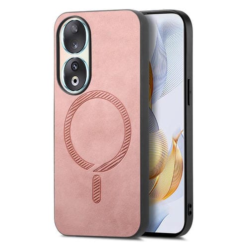Funda Trasera Magnética de PU para Honor 90 Retro Magsafe (Rosa)