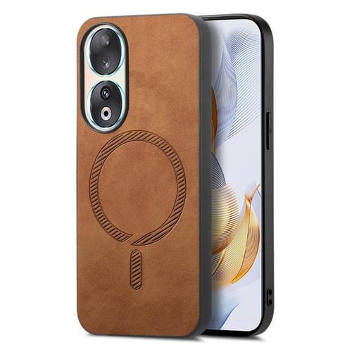 Funda Trasera Magnética de PU para Honor 90 Retro Magsafe (Marrón)