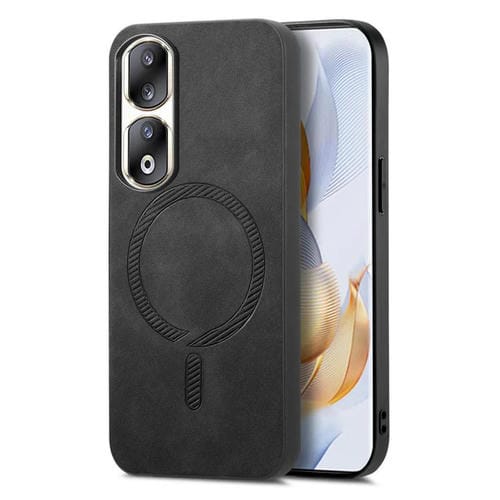 Funda Trasera Magnética de PU para Honor 90 Pro 5G con Magsafe (Negro)