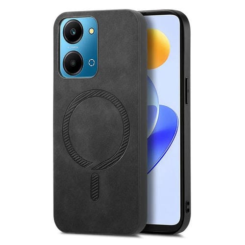 Funda Trasera Magnética de PU para Honor Play7T Retro Magsafe (Negra)