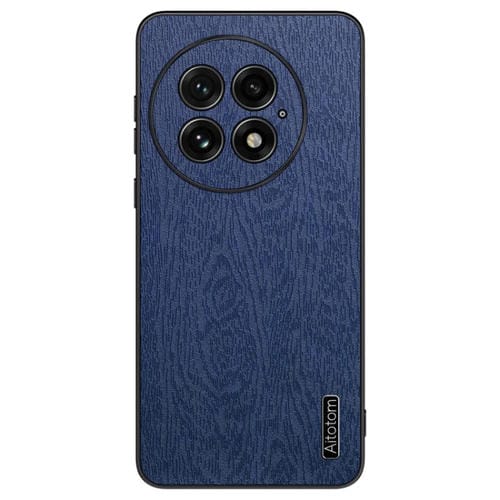 Funda para Teléfono OnePlus 13 a Prueba de Golpes de Cuero con Corteza de Árbol (Azul)