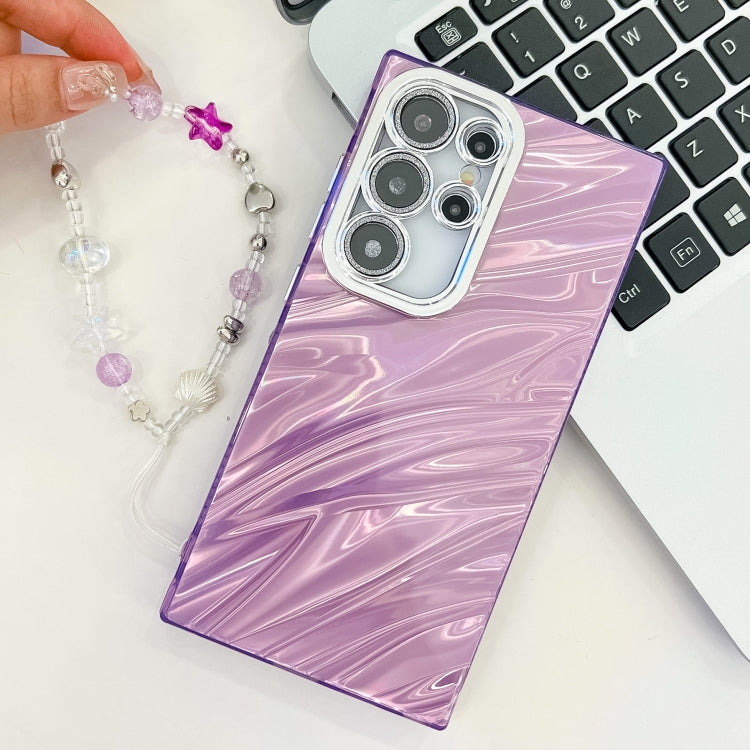 Carcasa TPU Samsung Galaxy A36 5G con Textura Brillante y Cadena para Pulsera (Rosa)