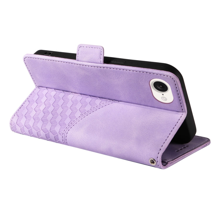 Funda de Cuero Enkay para iPhone 16E Estampado Rombos y Estrellas con Película Protectora (Marrón)