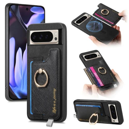 Funda para Teléfono Google Pixel 9/9 Pro con Tapa Trasera Magnética Pu Magsafe (Negra)