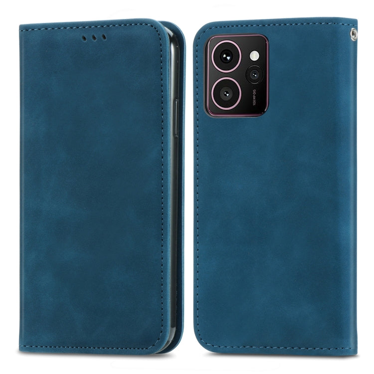 Funda de Cuero con Tapa Magnética para Teléfono HMD Skyline Retro Skin Feel (Azul)
