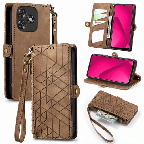 Funda de Cuero con Hebilla Lateral y Cierre Geométrico para Oukitel C53 (Marrón)
