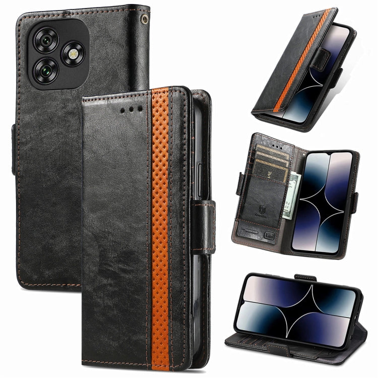 Funda de Cuero con Hebilla Magnética Doble para Teléfono Oukitel C53 Caseneo Splicing (Negro)