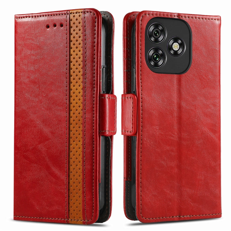 Funda de Cuero con Hebilla Magnética Doble para Teléfono Oukitel C53 (Rojo)