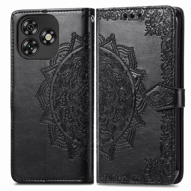 Funda de Cuero con Relieve Flor de Mandala para Oukitel C53 (Negro)