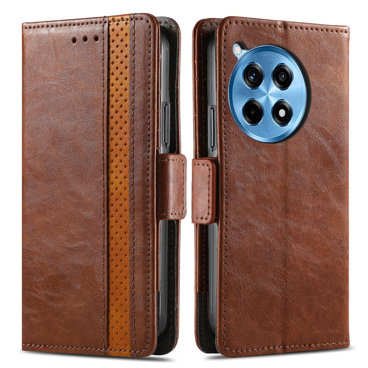 Funda de Cuero con Hebilla Magnética Doble para OnePlus Ace 3 Pro (Marrón)