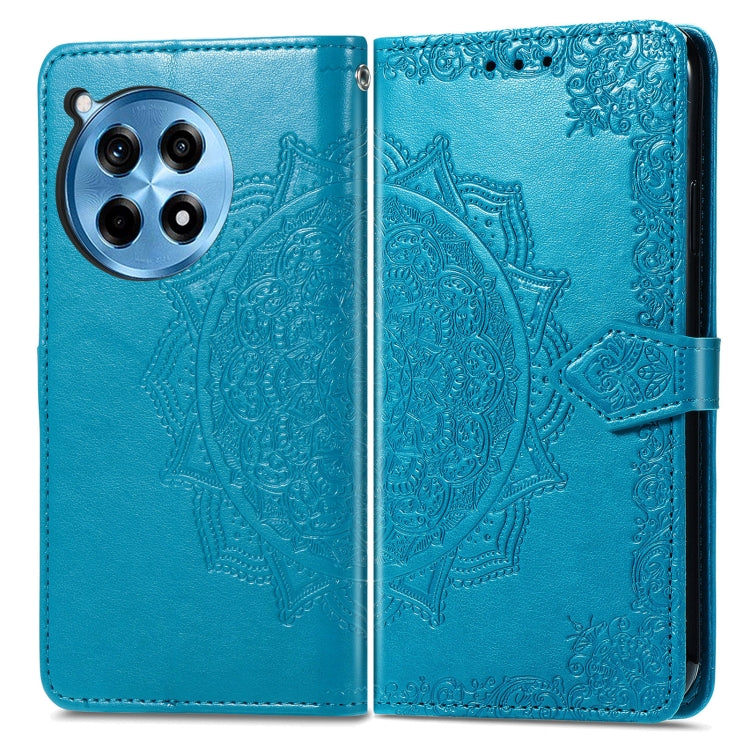 Funda de Cuero con Relieve Flor de Mandala para OnePlus Ace 3 Pro (Azul)