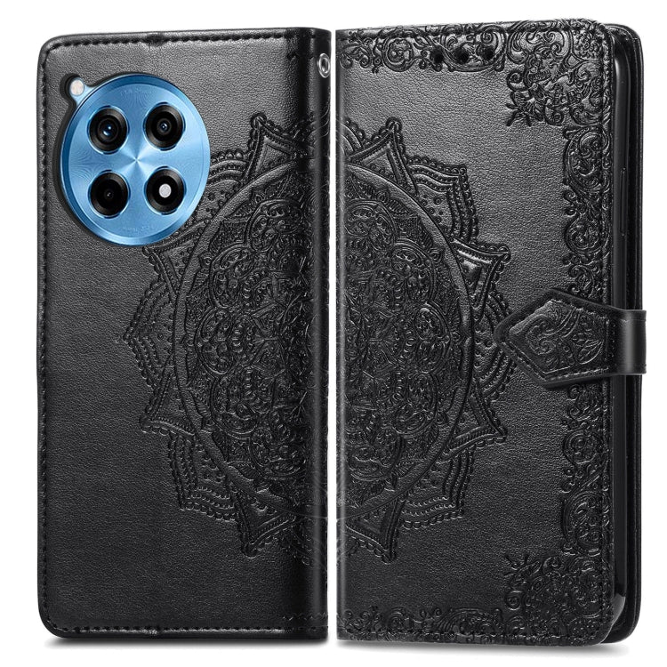 Funda Cuero con Relieve Flor Mandala para OnePlus Ace 3 Pro (Negra)