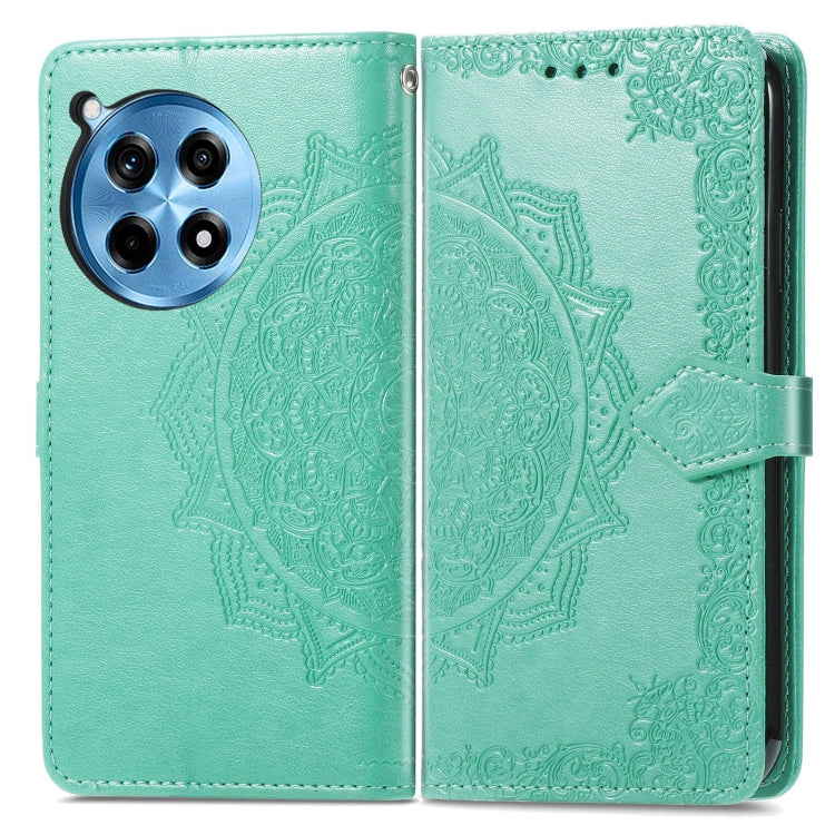 Funda de Cuero con Relieve de Flor de Mandala para OnePlus Ace 3 Pro (Verde)