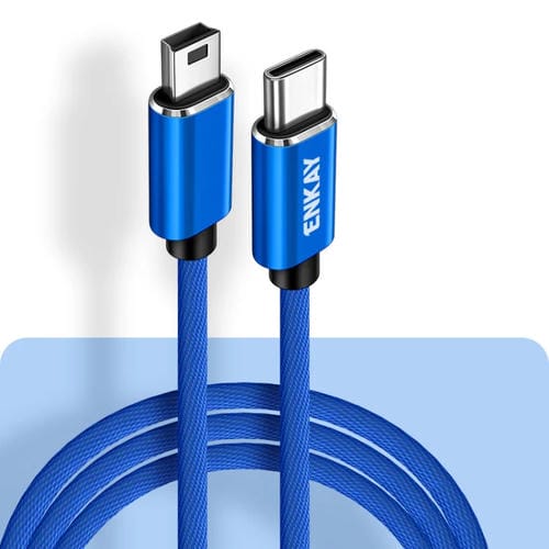 Cable de Datos de Carga Enkay ENK-CB169USB Tipo C a Mini USB 2.0 Longitud 1 m (Azul)