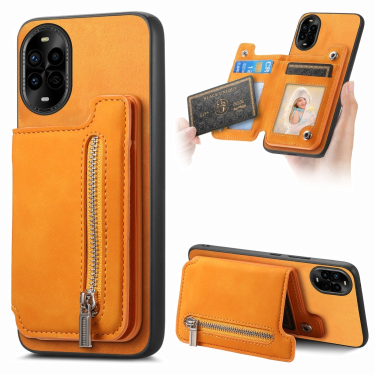Funda para Teléfono Huawei Nova 13 Pro con Cremallera Magsafe, Tarjetero, Trasera (Amarilla)