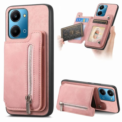 Funda para Teléfono Honor Play 7T/X7A con Cremallera Magsafe Retro (Rosa)