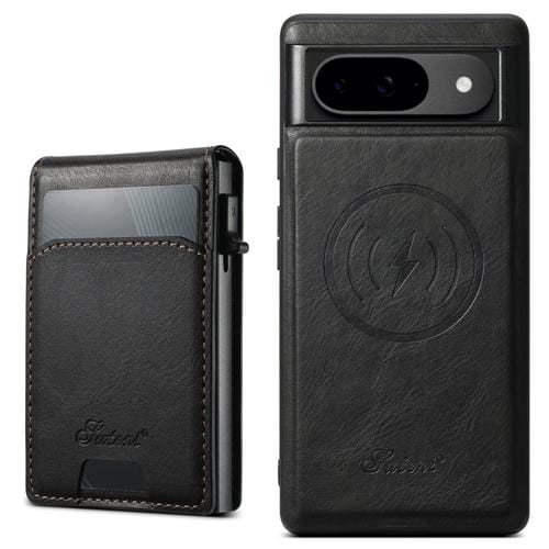 Funda Teléfono Suteni H19 Oil Wax 2 En 1 Magsafe Google Pixel 9 Pro con Tapa Extraíble y Ranuras (Negro)