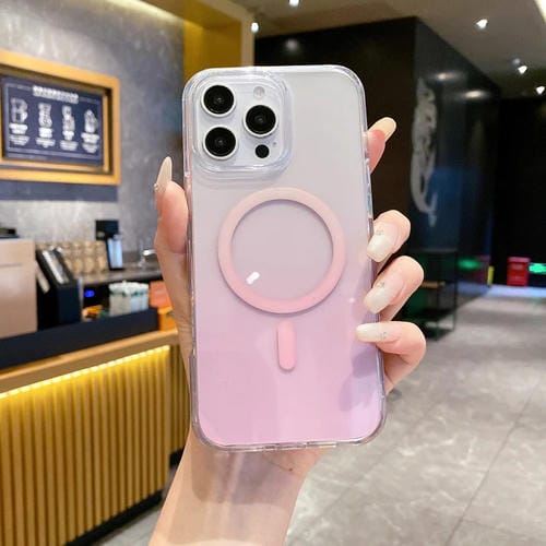 Funda para Teléfono PC Transparente con Degradado Magsafe para iPhone 15 Pro Max (Rosa Degradado)