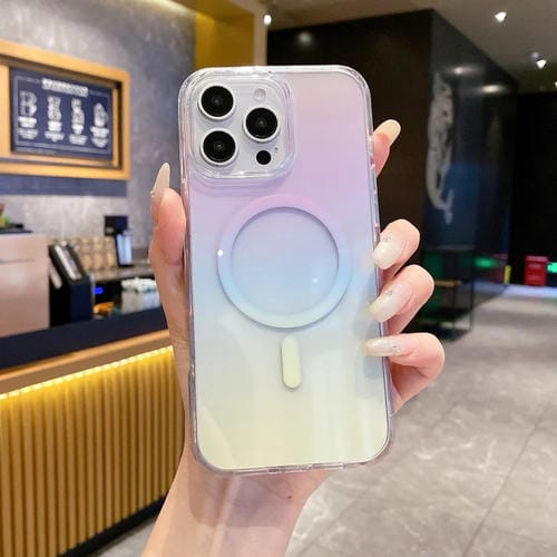 Funda para Teléfono Magsafe PC Transparente con Degradado para iPhone 16 Pro Max (Colorida)
