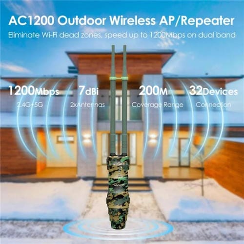 Extensor WiFi WAVLINK WN570HA2 enrutador inalámbrico doble banda AC1200 para exteriores resistente agua IP67 (Blanco)