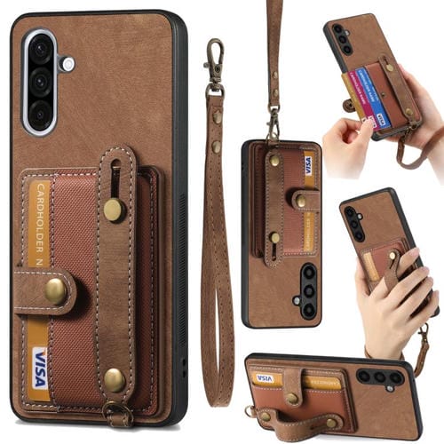 Funda Tipo Billetera Samsung Galaxy A36 Función Correa Cruzada (Marrón)