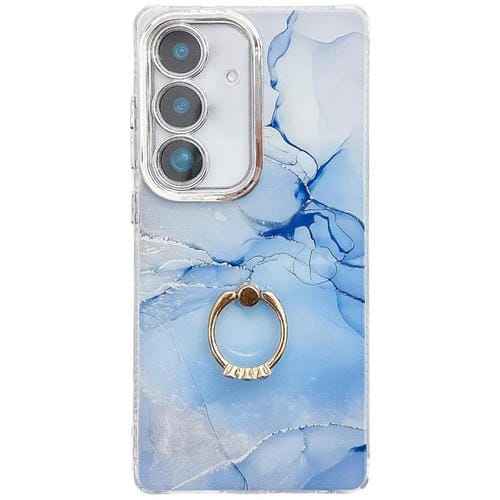 Funda para Teléfono Samsung Galaxy A25 5G Soporte de Anillo Textura Mårmol Galvanizado (Azul)