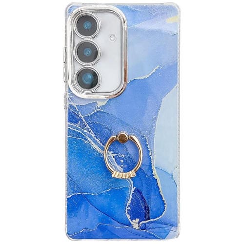 Funda para Teléfono Samsung Galaxy A25 5G Soporte de Anillo Mårmol Galvanizado (Azul Oscuro)