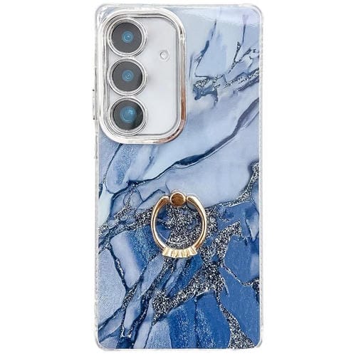 Funda para Teléfono Samsung Galaxy A25 5G Soporte de Anillo Textura Mårmol Galvanizado (Azul Marino)