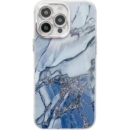 Funda para Teléfono iPhone 14 Pro Textura Mårmol Galvanizado (Azul Marino)