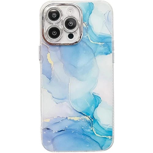 Funda para Teléfono iPhone 15 Pro Textura Mårmol Galvanizado (Azul Verde)
