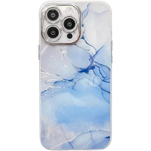 Funda para teléfono iPhone 15 Pro textura Mårmol Galvanizado (Azul M11)
