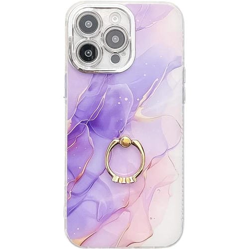 Funda para TelĂ©fono iPhone 14 Pro Soporte de Anillo Textura MĂĄrmol Galvanizado (PĂșrpura S3)