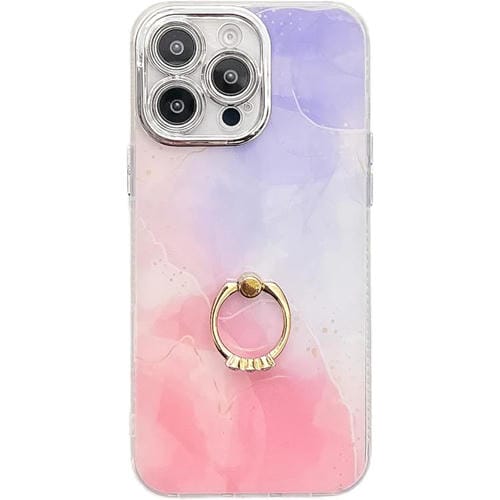 Funda para TelĂ©fono Apple iPhone 14 Pro con Soporte de Anillo y Textura MĂĄrmol Galvanizado (PĂșrpura Rosa)