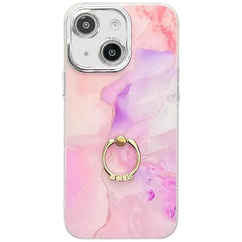 Funda para TelĂ©fono iPhone 13 con Soporte de Anillo Textura MĂĄrmol Galvanizado (Rosa PĂșrpura)