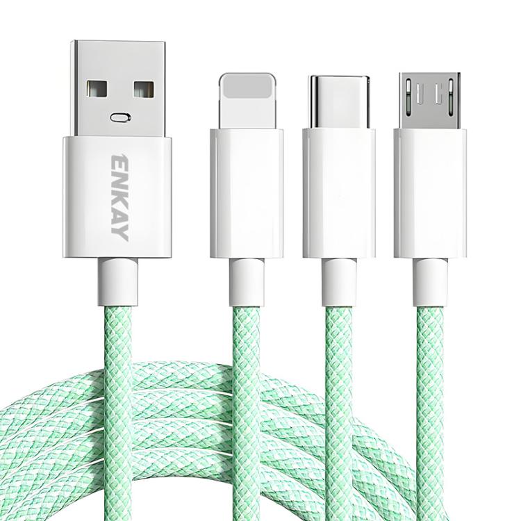 Cable de Datos USB a Micro USB 8 Pines Tipo C Enkay CB173 3 en 1 60W 1 m (Verde)