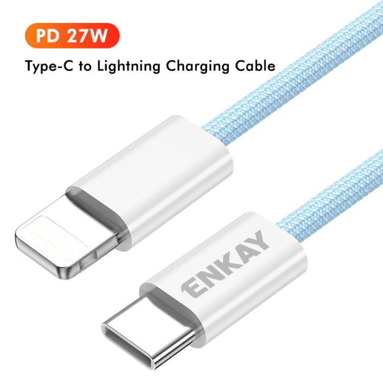 Cable de Datos y Carga Usb-C a 8 Pines Enkay CB175 PD 27W 1 m (Azul)